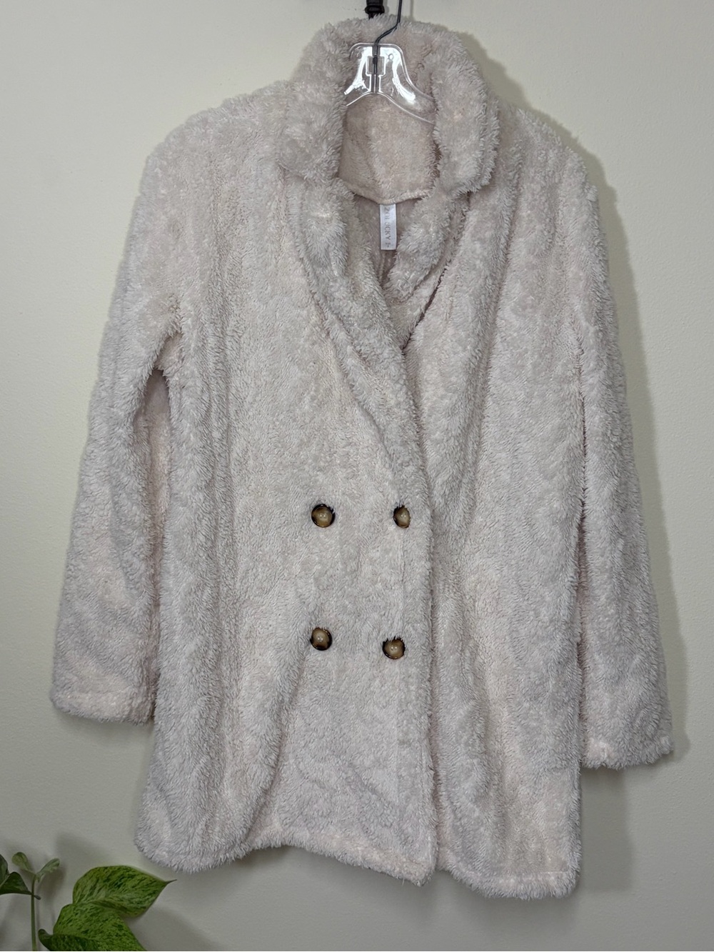 ZOLUCKY Brand Plush Double-Breasted Teddy Coat in Cream
